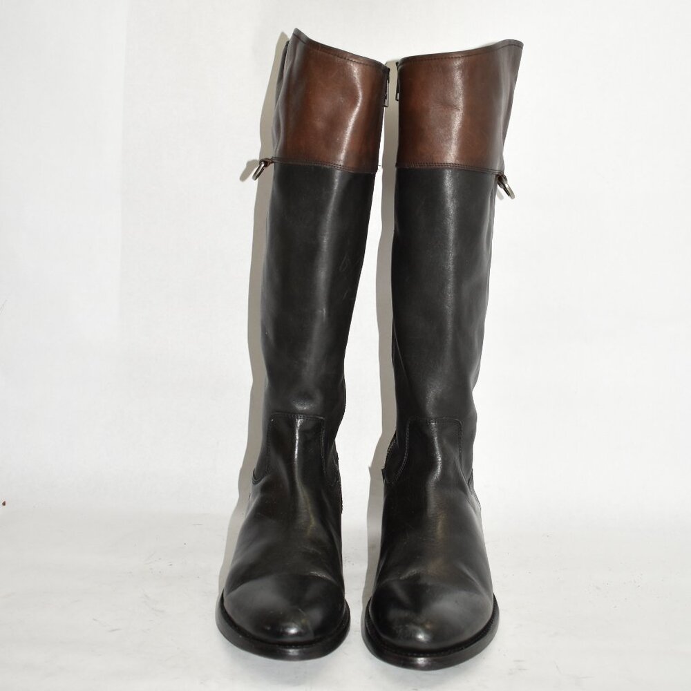 Frye Women's Black and Brown Heeled Boots - Picture 4 of 8